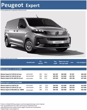 Peugeot-katalog i Lillehammer | Last ned prisliste for Peugeot Expert | 2024-09-03T00:00:00.000Z - 2025-09-03T00:00:00.000Z