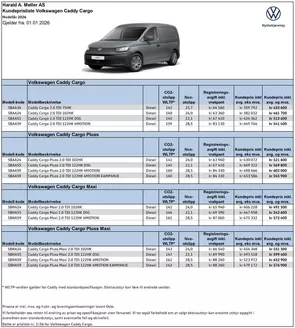 Volkswagen-katalog i Spikkestad | Prisliste Caddy Cargo | 2026-01-20T00:00:00.000Z - 2026-06-30T00:00:00.000Z