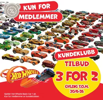 Ringo-katalog | Ringo-medlemmer får 3 for 2 på alle basic Hot Wheels-biler | 2026-02-06T00:00:00.000Z - 2026-06-26T00:00:00.000Z